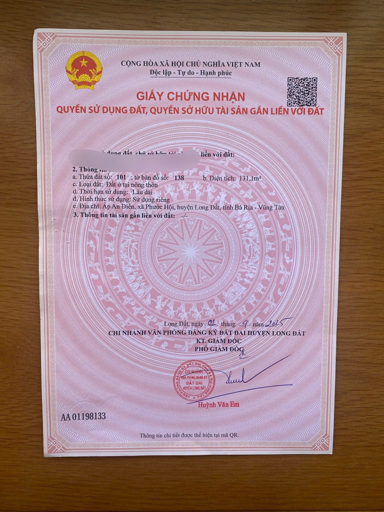 Cần bán Đất đường Võ Văn Kiệt, Xã Lộc An, Diện tích 131m², Giá 980 Triệu