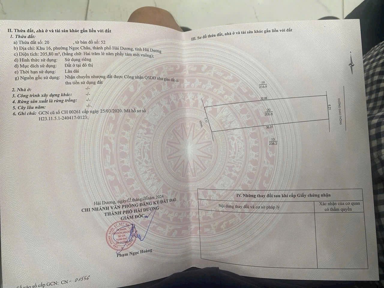 Bán lô đất view mặt sông gần cầu Chữ Y, ph Ngọc Châu, TP HD, 205.8m2, mt 6.21m, giá tốt 4