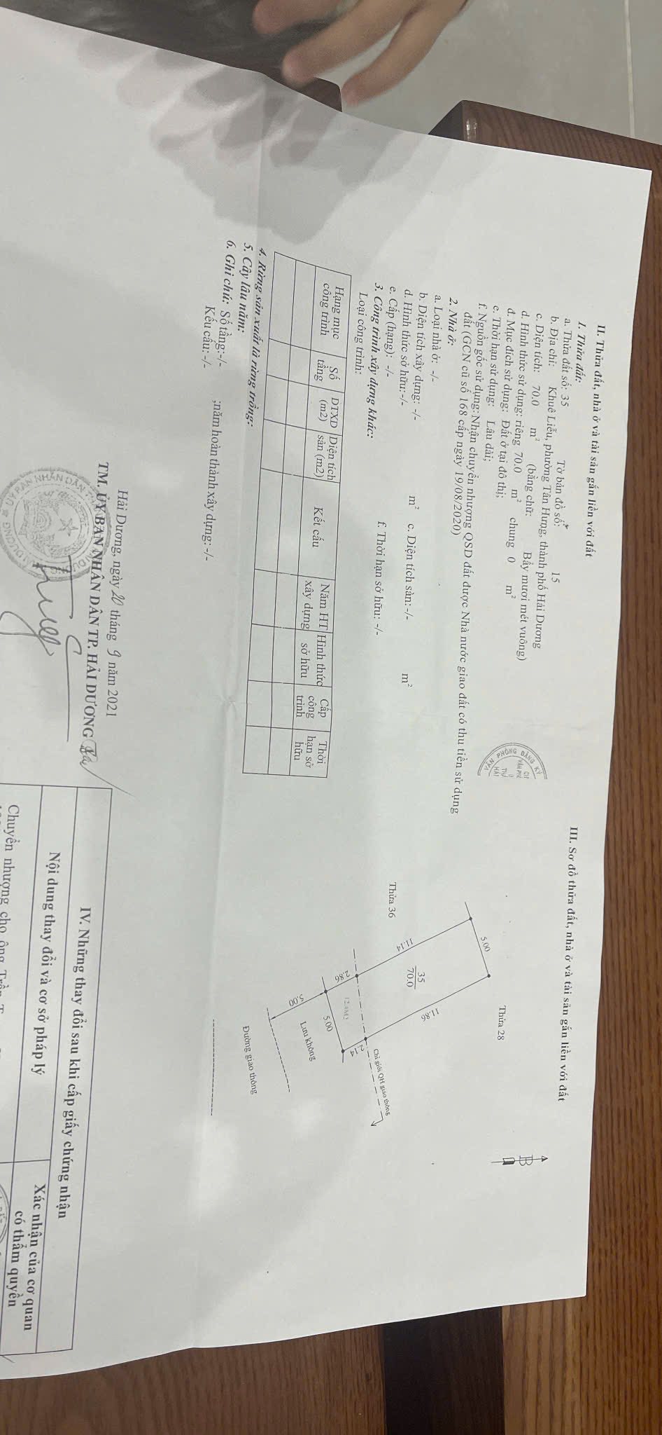 Bán lô đất trục chính Khuê Liễu, ph Tân Hưng, TP HD, 70m2, mt 5m, lưu không rộng, 2.0x tỷ 5