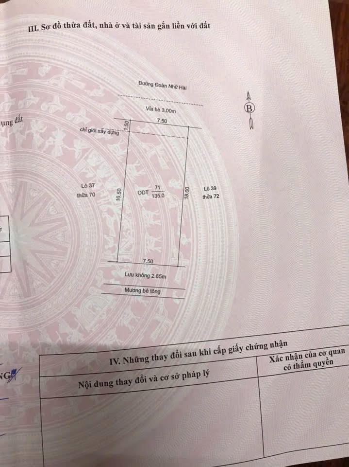 Bán lô đất biệt thự mặt phố Đoàn Nhữ Hài, ph Quang Trung, TP HD, 135m2, mt 7.5m, view hồ 5