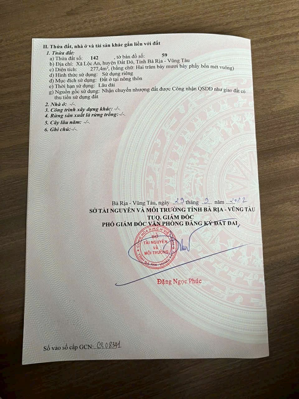 Cần bán Đất đường Võ Văn Kiệt, Xã Lộc An, Diện tích 277m², Giá 1.7 Tỷ