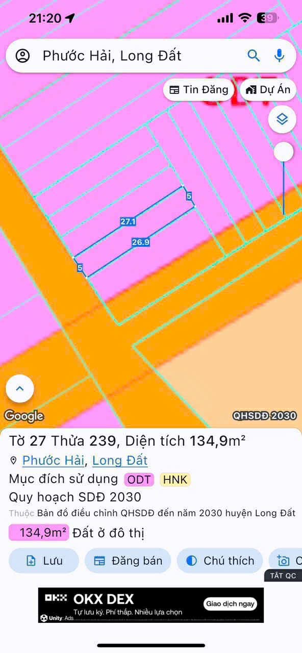 Cần bán Đất đường Tỉnh lộ 44B, Thị trấn Phước Hải, Diện tích 135m², Giá 1 Tỷ