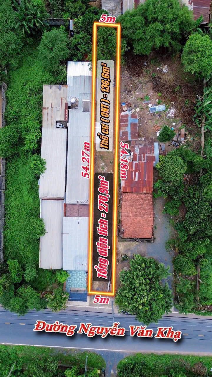Bán đất mặt tiền Nguyễn Văn Khạ ,xã Phạm Văn Cội dt 270m2 (136m2 thổ cư) giá 3 tỷ 4