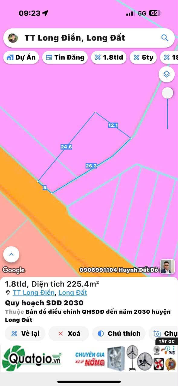 Cần bán Đất đường Tỉnh lộ 44, Thị trấn Phước Hải, Diện tích 223m², Giá 1.35 Tỷ 2