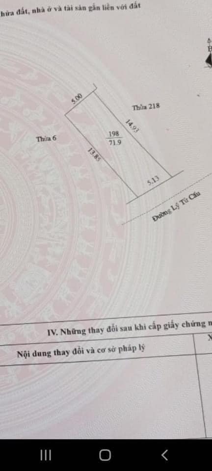Bán lô đất mặt phố Lý Tử Cấu, phường Tứ Minh, TP HD, 71.9m2, mt hơn 5m, gần chợ, KD tốt, 2.5 tỷ 6