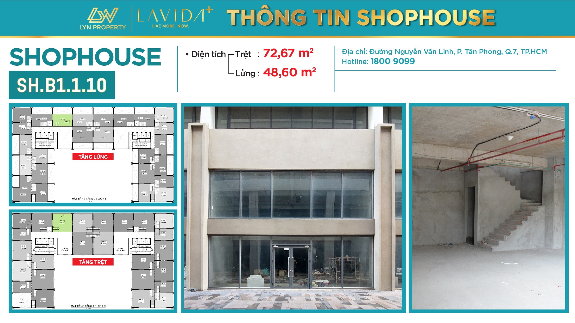 Cho thuê Cửa hàng - Kiot - Mặt bằng dự án Lavida Plus, Diện tích 100m², Giá 60 Triệu 2