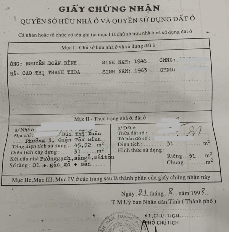 31m2 BÙI THỊ XUÂN TÂN BÌNH SỔ CHUẨN 3 tỷ 3 3