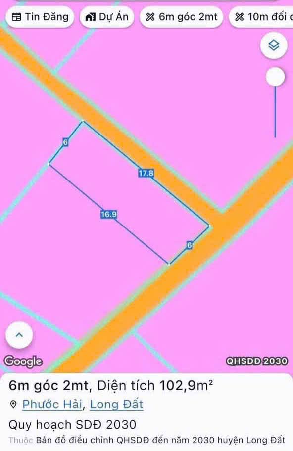 Cần bán Đất đường Tỉnh lộ 44, Thị trấn Phước Hải, Diện tích 103m², Giá 1.55 Tỷ