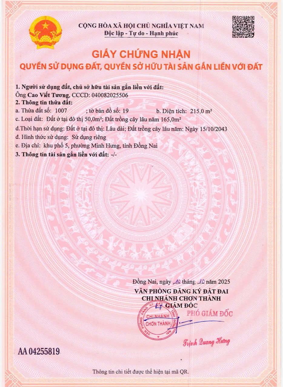 SỞ HỮU NGAY ĐẤT SỔ SẴN SÁT KCN MINH HƯNG 3 4