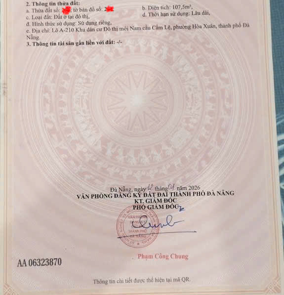 108m2/7,8 tỷ.đất đường Phạm Hùng- Hoà Xuân,Cẩm lệ. Gần Chợ 3