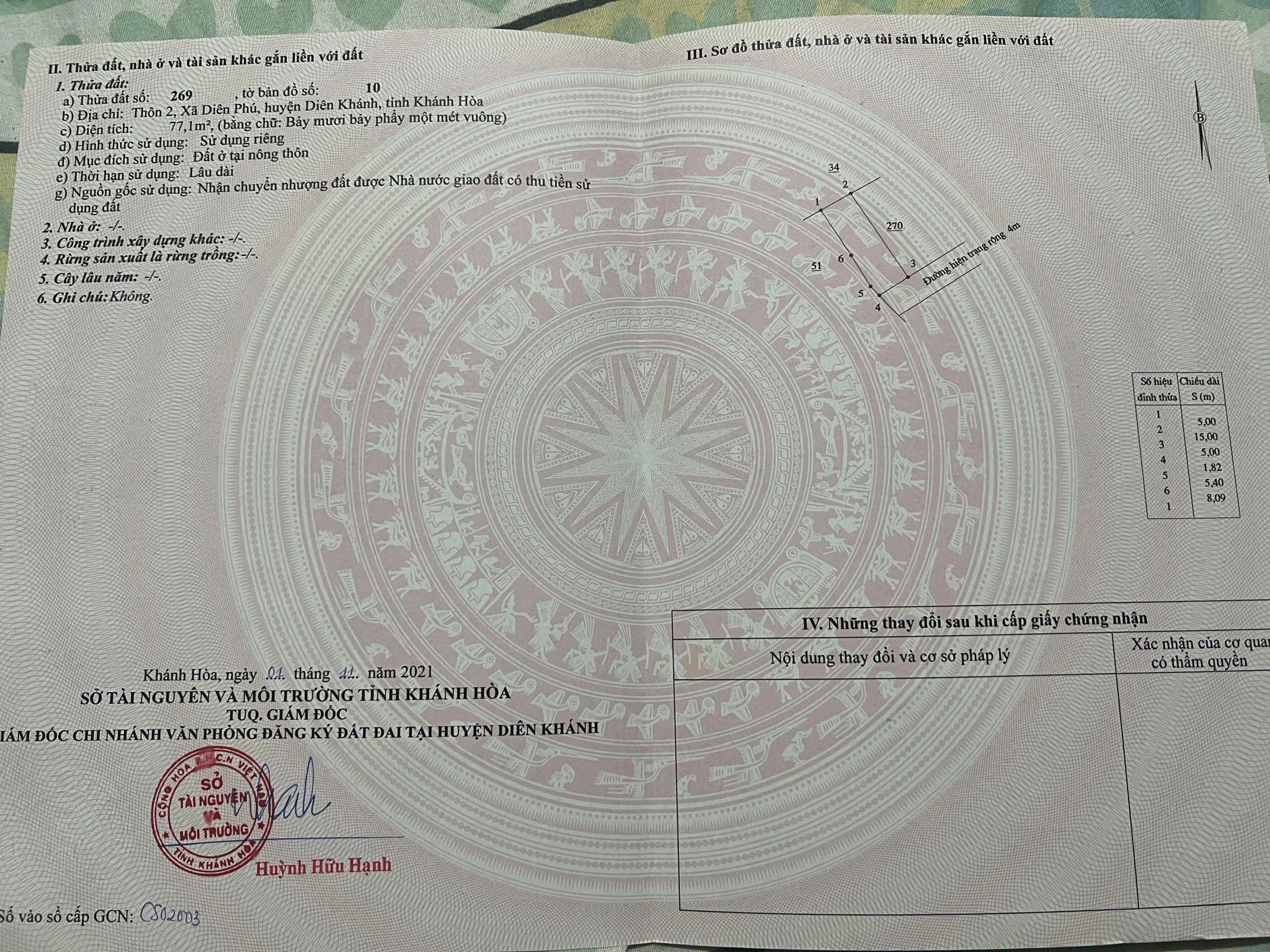 Bán đất Diên Phú thôn 2 giá rẻ full thổ cư sát bên ngã tư Hương Lộ 45 - Miên Hoa 6