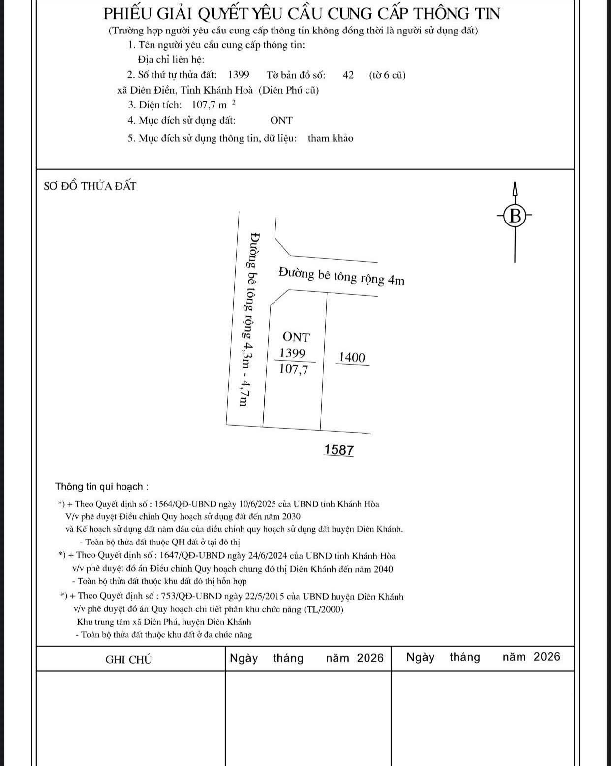 Bán đất Diên Phú thôn 4 full thổ cư giáp ranh khu tái định cư đường thông 8