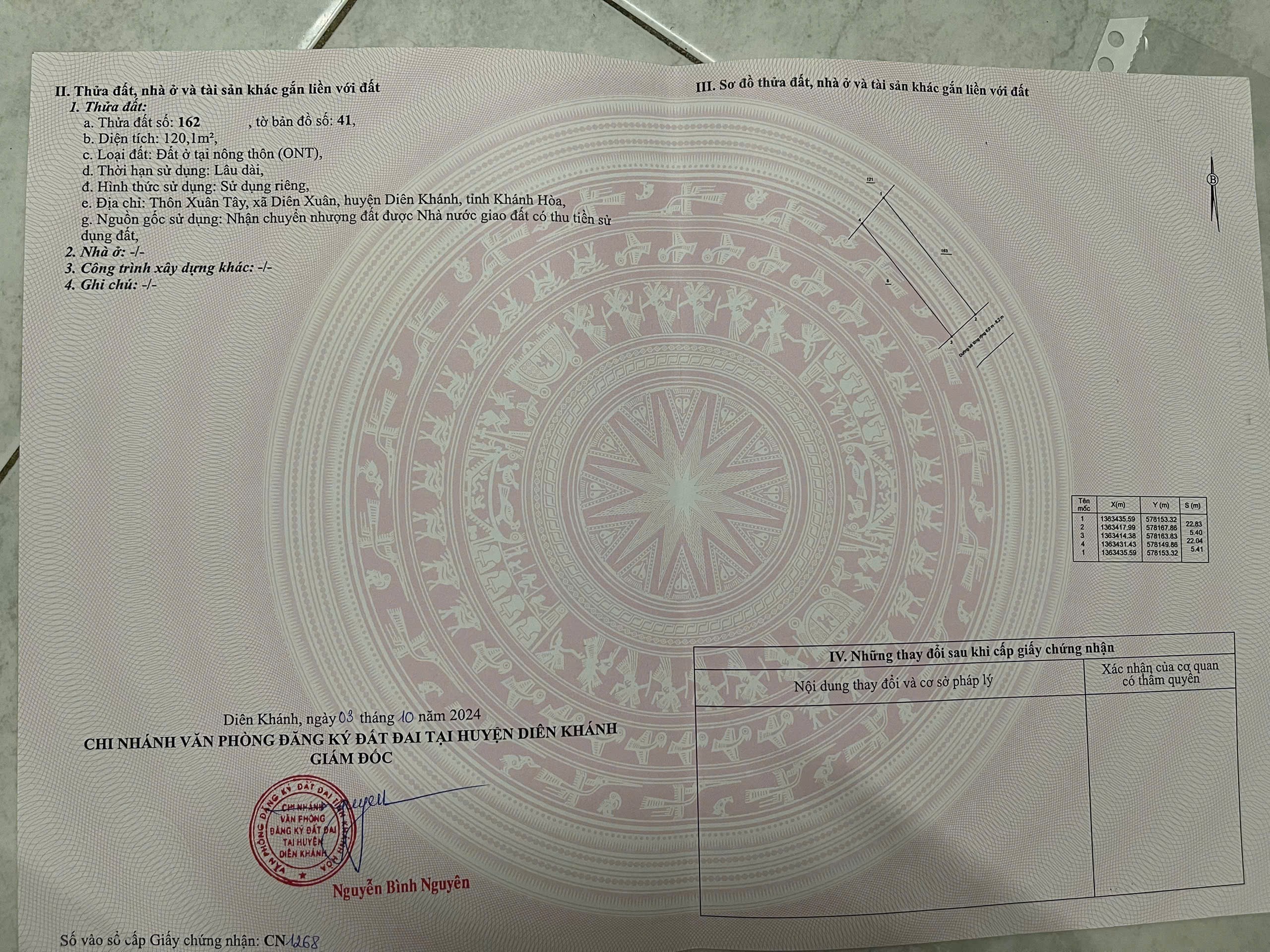 Bán đất Diên Xuân giá rẻ full thổ cư gần cổng chào thôn Xuân Tây - đường rộng 7m 9