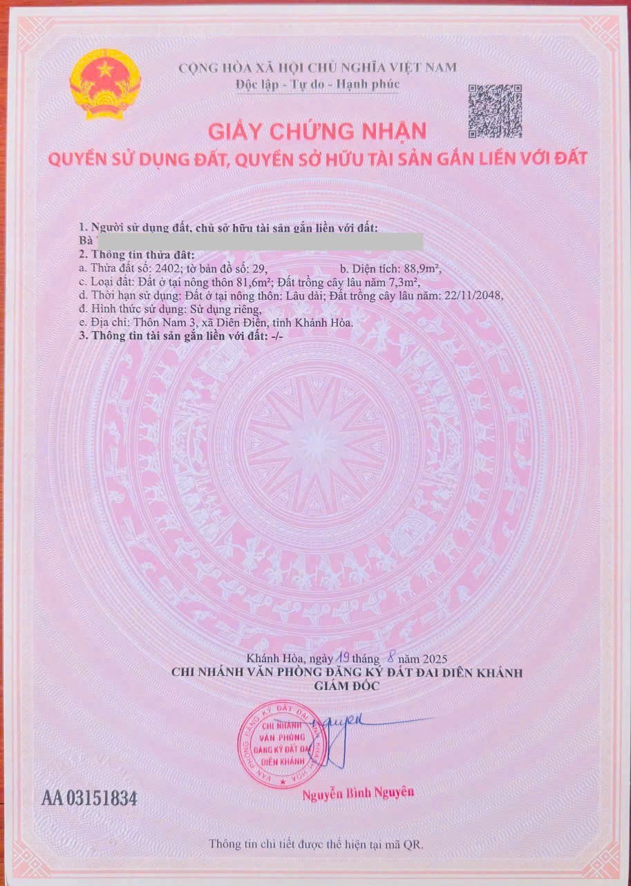 Bán căn góc nhà mặt tiền đường nhựa kinh doanh tại xã Diên Sơn - Diên Khánh 9