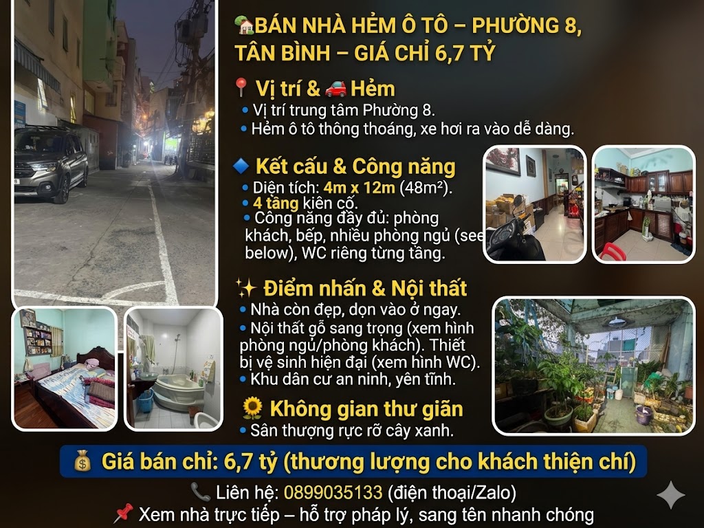 Cần bán Nhà ở, nhà cấp 4, nhà hẻm đường Lạc Long Quân, Phường 8, Diện tích 48m², Giá 6700 Triệu 5