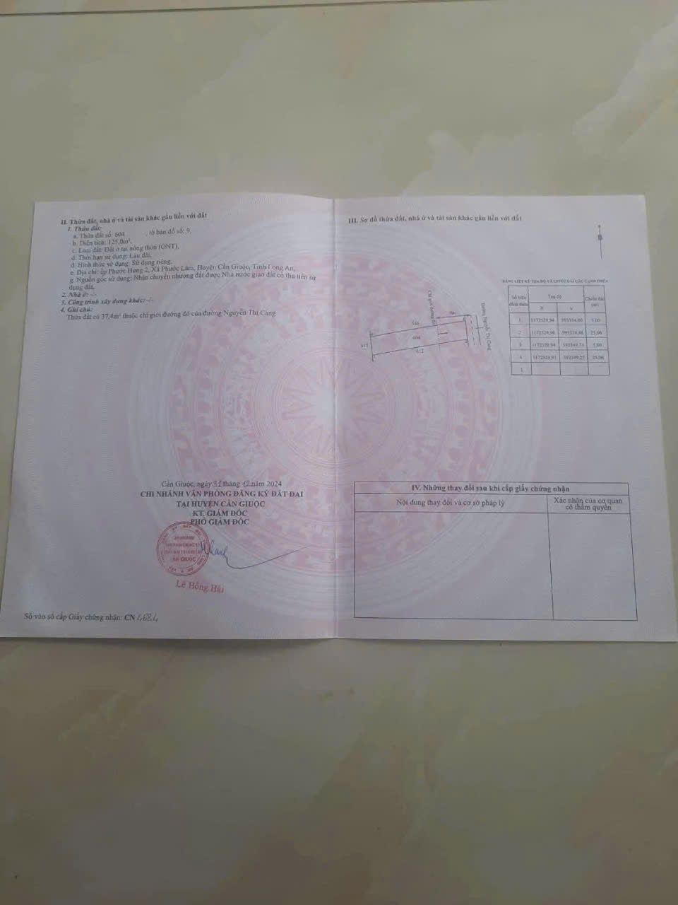 Bán 2 nền thổ cư liền kề đường beton xe hơi xã Phước Lâm , Cần Giuộc dt 125m2 giá 1,3 tỷ / lô 3