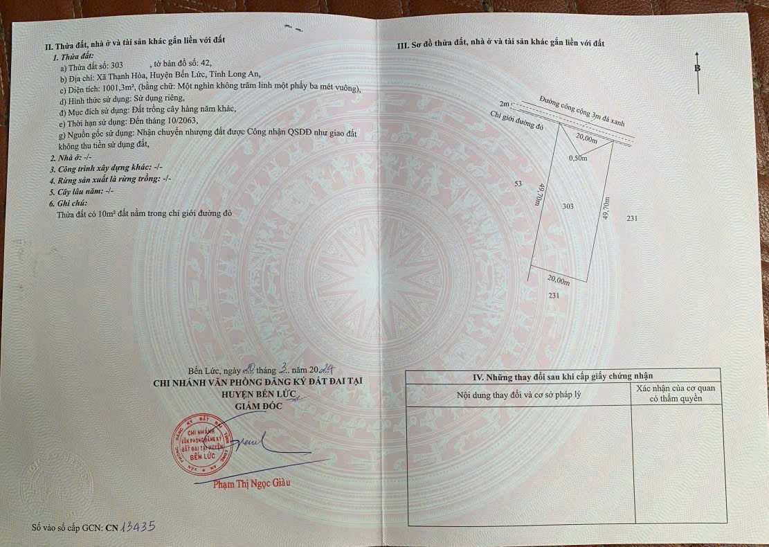 Bán đất vườn đường đá xanh xe oto tới đất xã Thạnh Hòa, Bến Lức dt 1000m2 giá chốt 1,25 tỷ 5