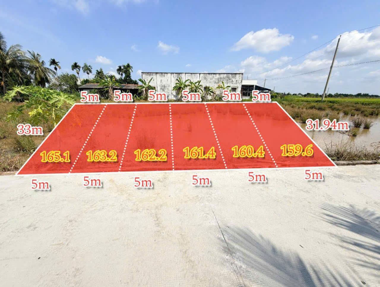 Bán 6 lô thổ cư liền kề mặt tiền đường beton Nguyễn Văn Tiết , Lạc Tấn giá 370tr , 390tr , 450tr