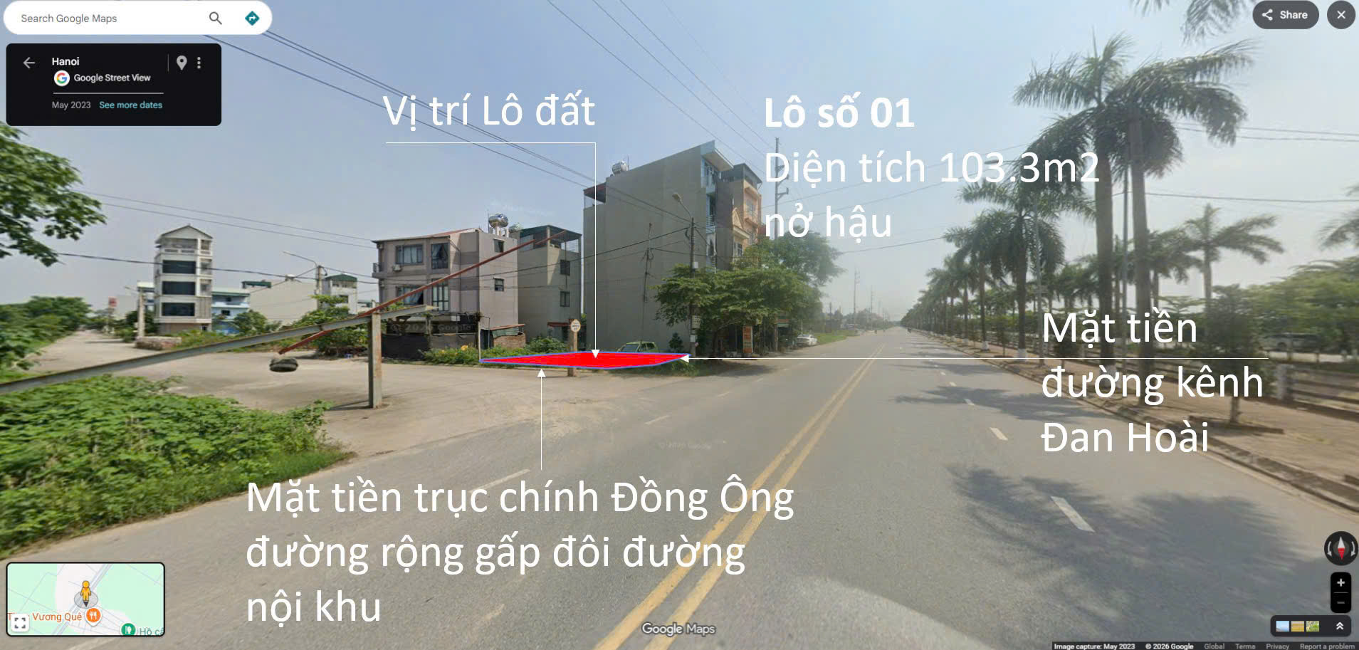 MẶT MƯƠNG ĐỒNG ÔNG 103M LÔ GÓC - ĐAN PHƯỢNG - HÀ NỘI. SÁT TRỤC TÂY THĂNG LONG. 3