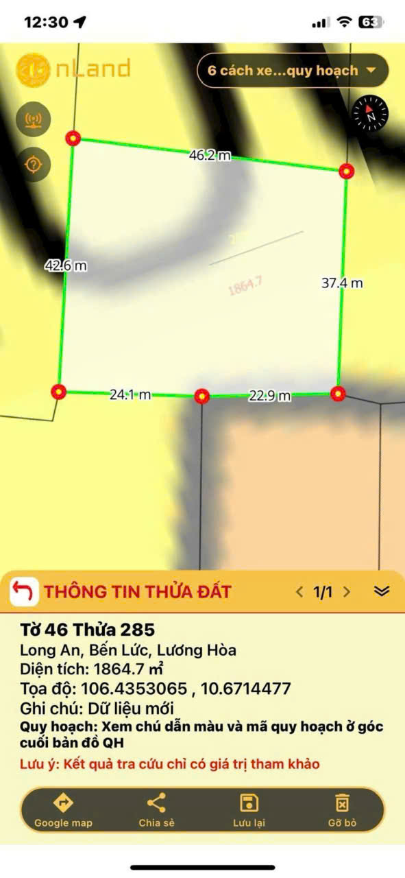 Bán đất vườn ấp 10 , Lương Hòa, Bến Lức mặt tiền sông Vàm Cỏ Đông dt 4554m2 giá 5,3 tỷ 4