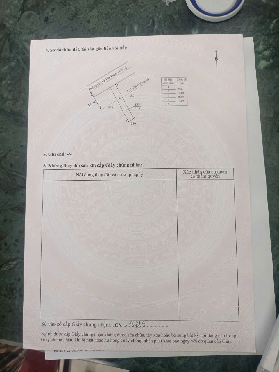 Bán nền thổ cư mt đường liên xã Tân Trạch - Mỹ Lệ , dt 103m2 giá 850 triệu 3