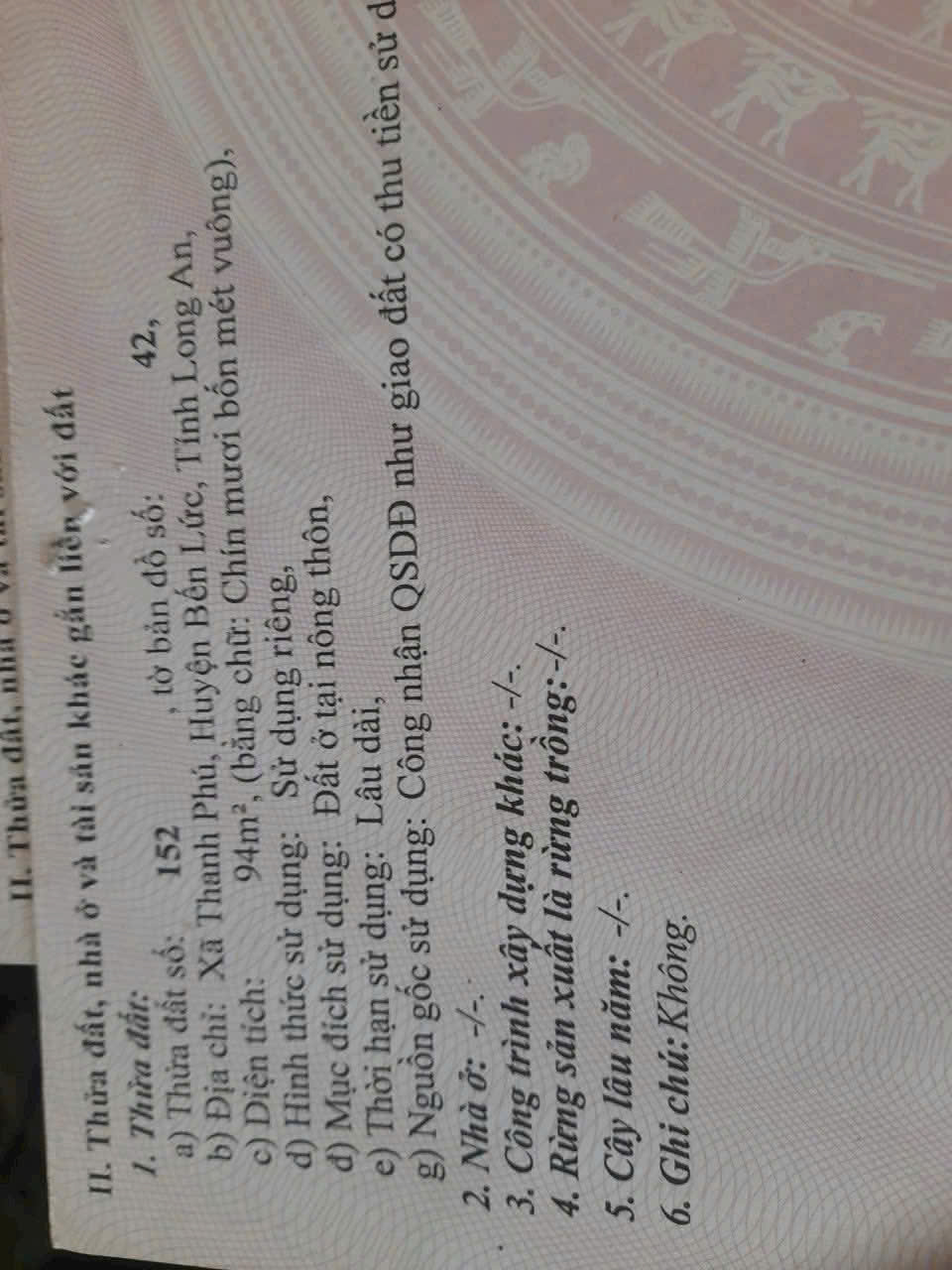 Bán đất mt Nguyễn Hữu Trí , xã Thanh Phú dt 141m2 ( 94m2 thổ) giá 5,2 tỷ 7