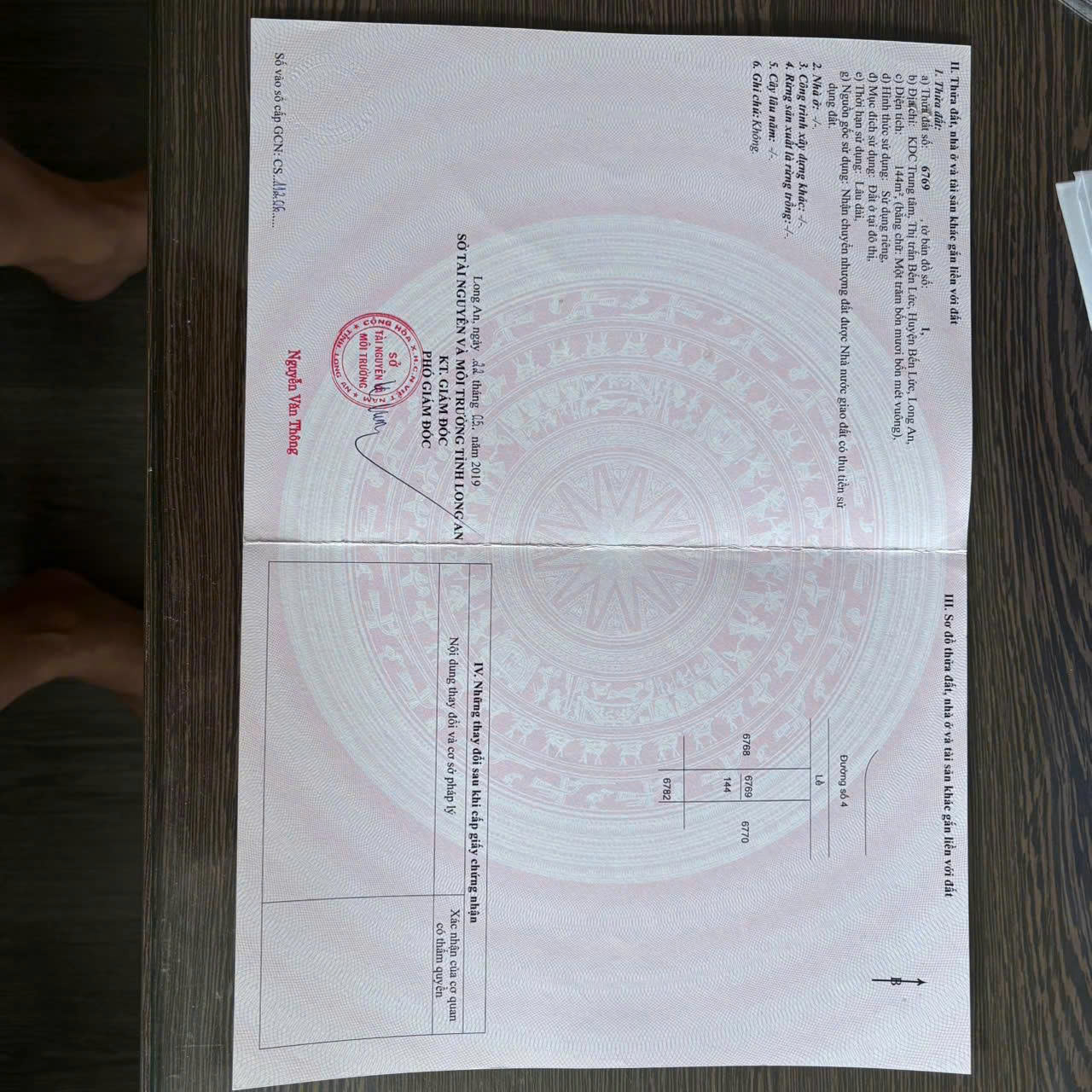 Bán nền thổ cư đường số 4, KDC 135 , thị trấn Bến Lức dt 144m2 giá 3,4 tỷ 2