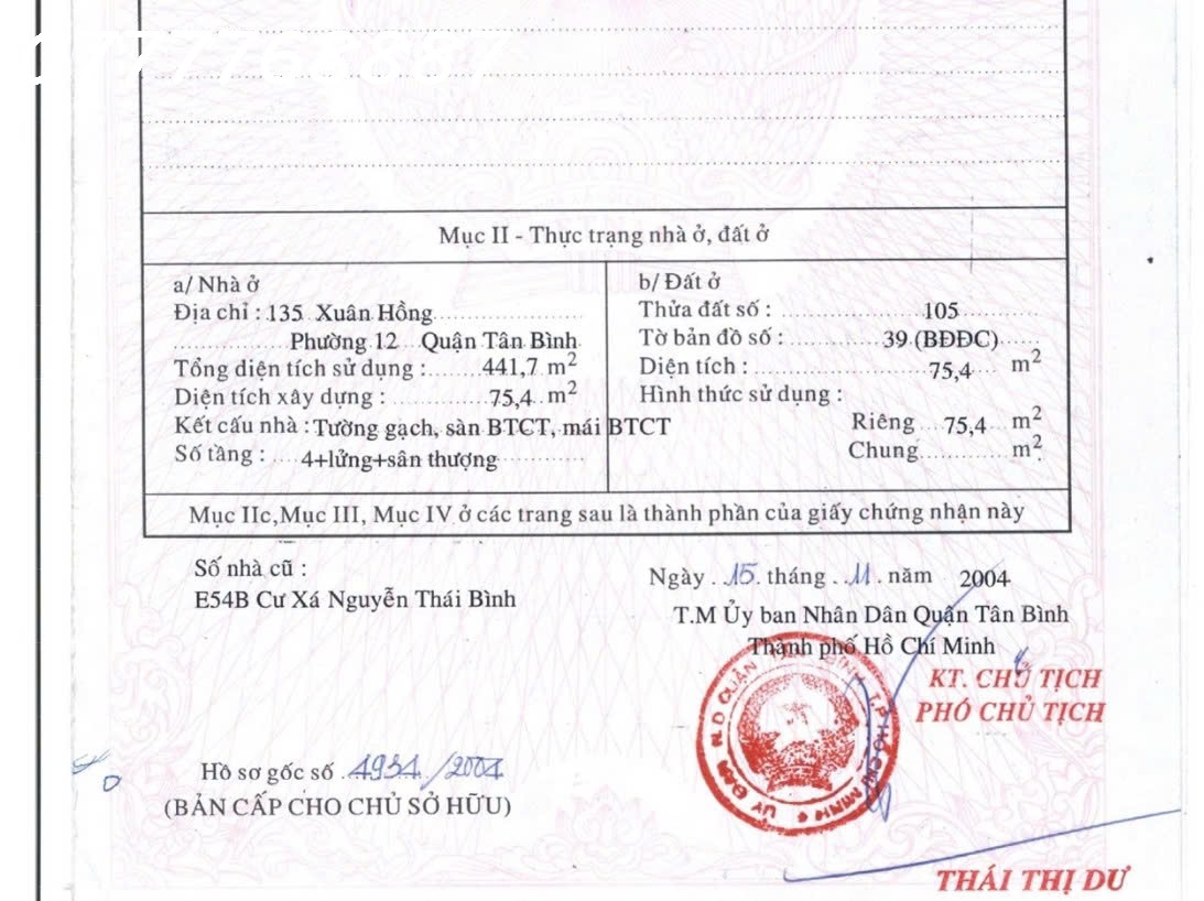 Bán MT 135 Xuân Hồng, P4, Tân Bình - 5 tầng - HĐT 50tr/ tháng 3