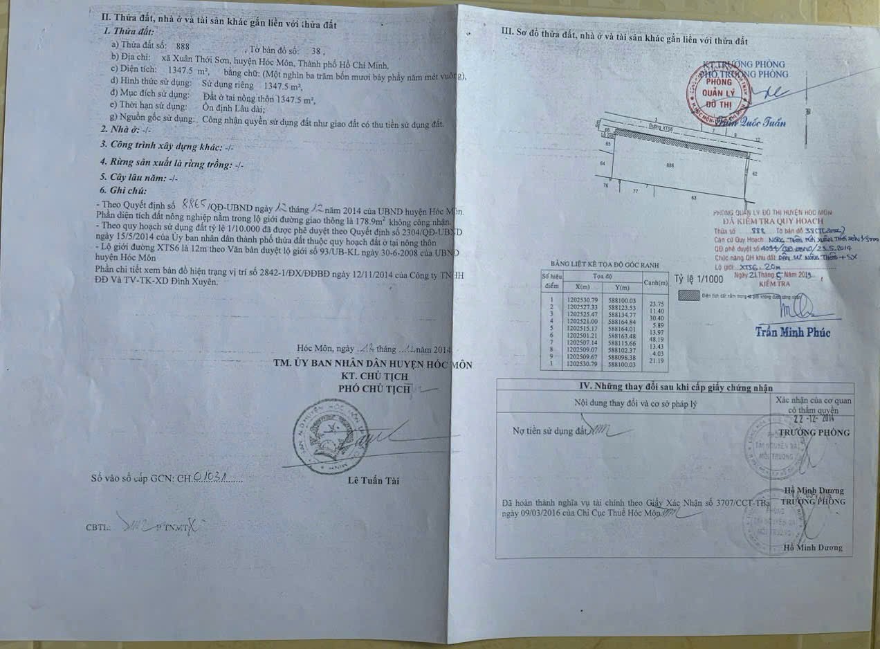 NHÀ VƯỜN 6.400M² – 1.350M² THỔ CƯ – ĐƯỜNG XE TẢI XUÂN THỚI SƠN, HÓC MÔN
