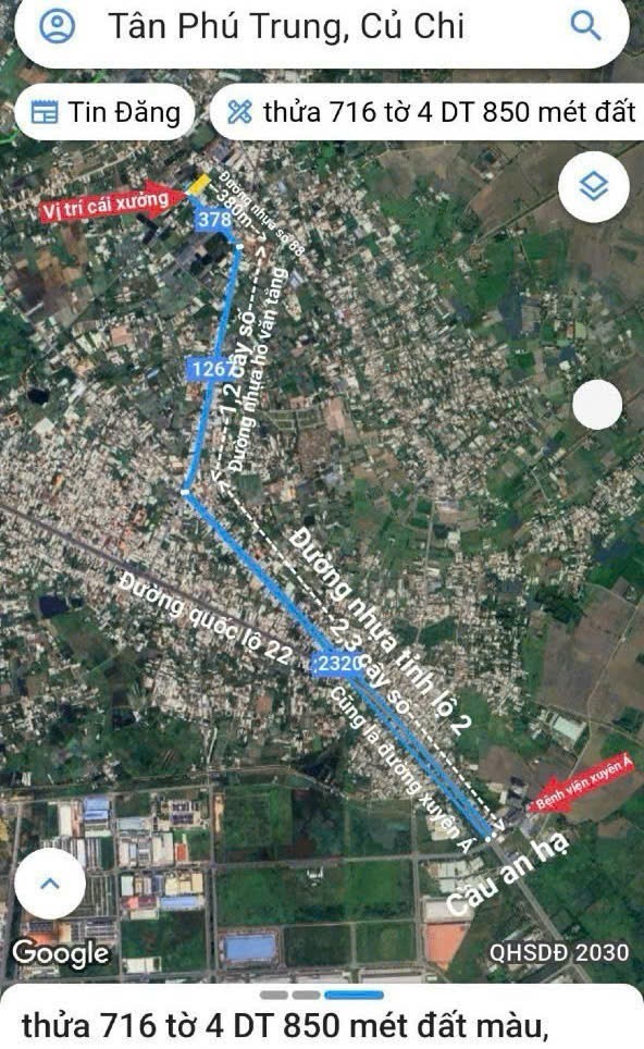 KHO MT ĐƯỜNG 88 – 850M² – GẦN BV XUYÊN Á, TÂN PHÚ TRUNG – GIÁ CHỈ 8 TỶ 2