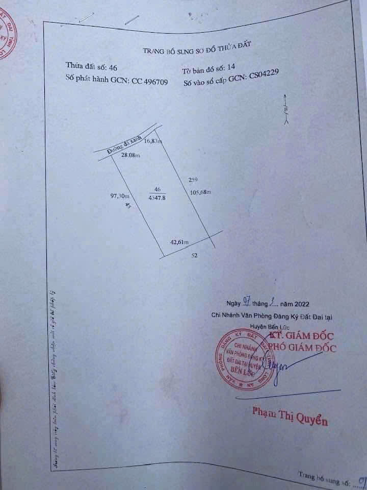 Bán đất vườn xã Bình Đức, Bến Lức dt 4.347m2 khu vực được chuyển thổ giá 7,3 tỷ 3