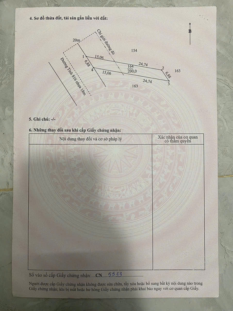 Bán đất mặt tiền ĐT 816 Thạnh Hòa, Bến Lức tdt 910m2 (200m2 thổ) giá 2,7 tỷ 2