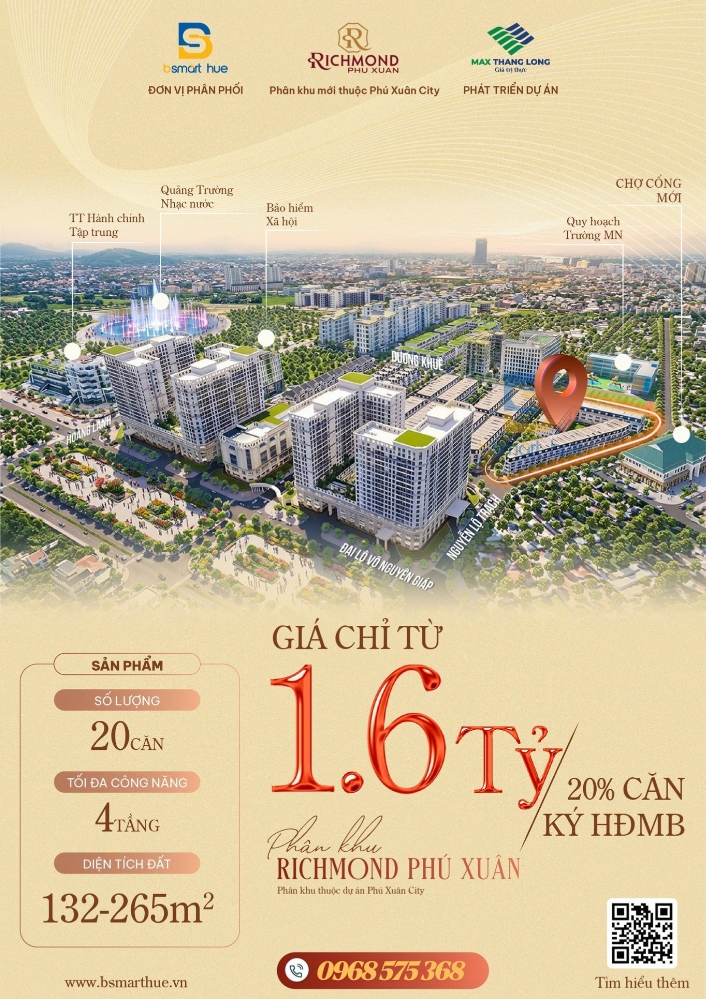 CHÍNH THỨC CÔNG BỐ GIÁ DỰ KIẾN RICHMOND PHÚ XUÂN  – ĐỘC QUYỀN 20 CĂN THƯƠNG MẠI GIAI ĐOẠN 1!