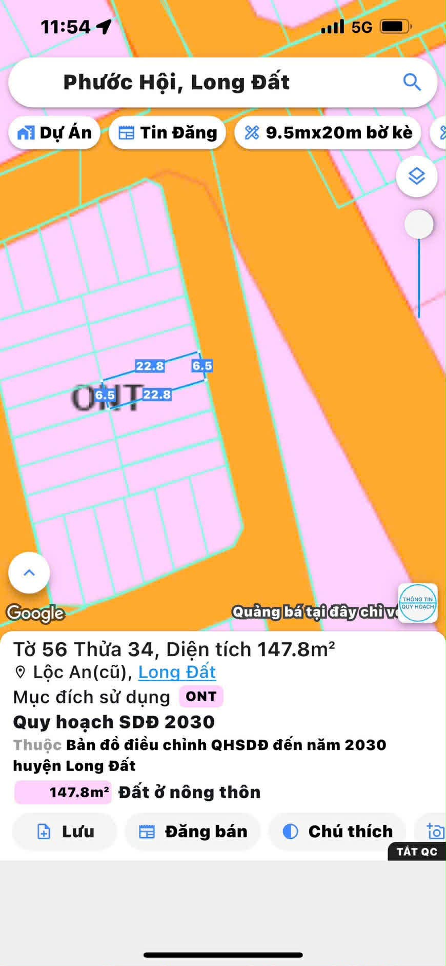 Cần bán Đất đường Võ Văn Kiệt, Xã Lộc An, Diện tích 148m², Giá 1.65 Tỷ