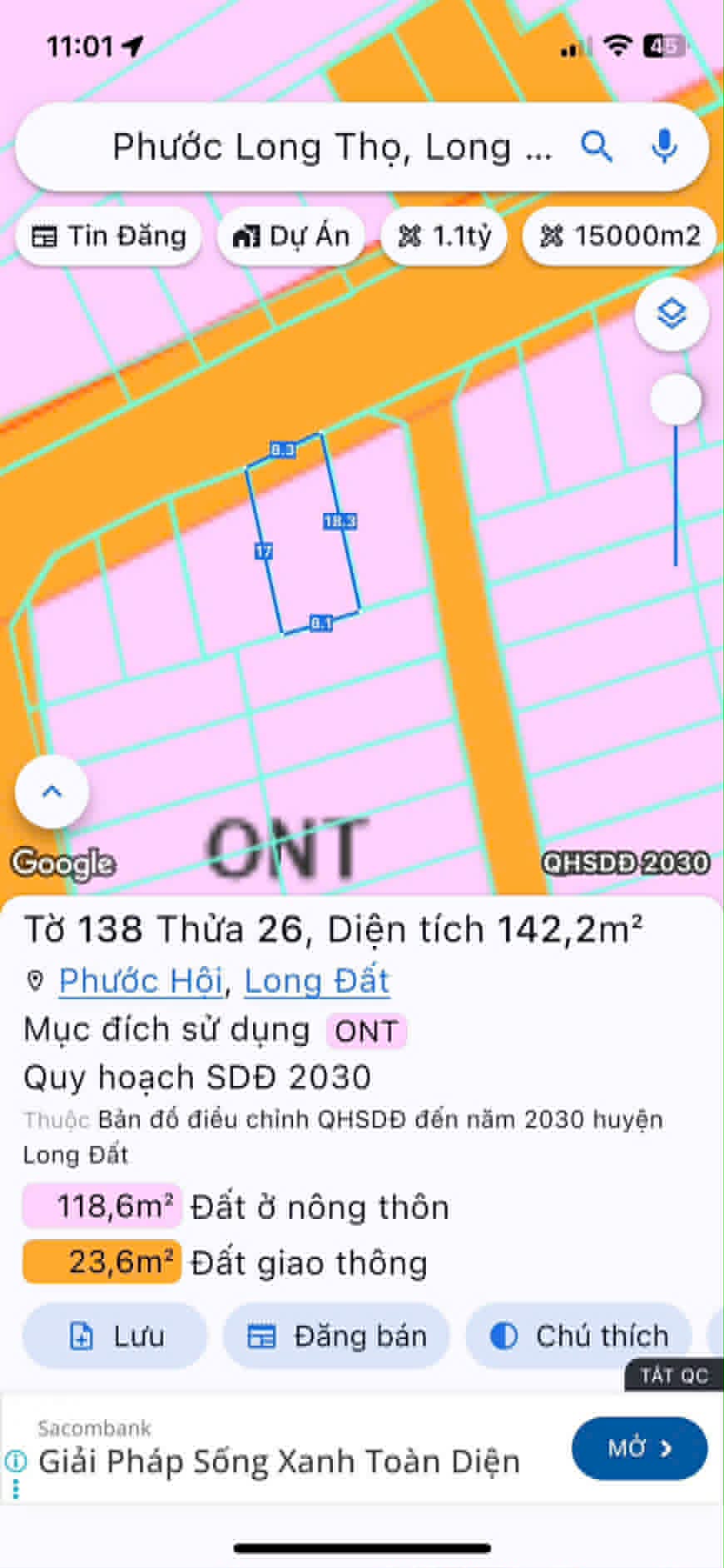 Cần bán Đất đường Võ Văn Kiệt, Xã Lộc An, Diện tích 142m², Giá 1.55 Tỷ