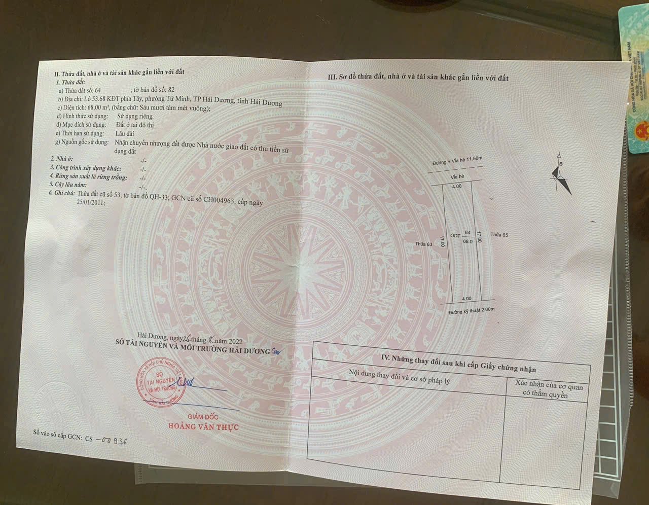 Bán lô đất đường nhánh Hoàng Quốc Việt, TP Hải Dương, 68m2, mt 4m, đường 17.5m, 3.85 tỷ 4
