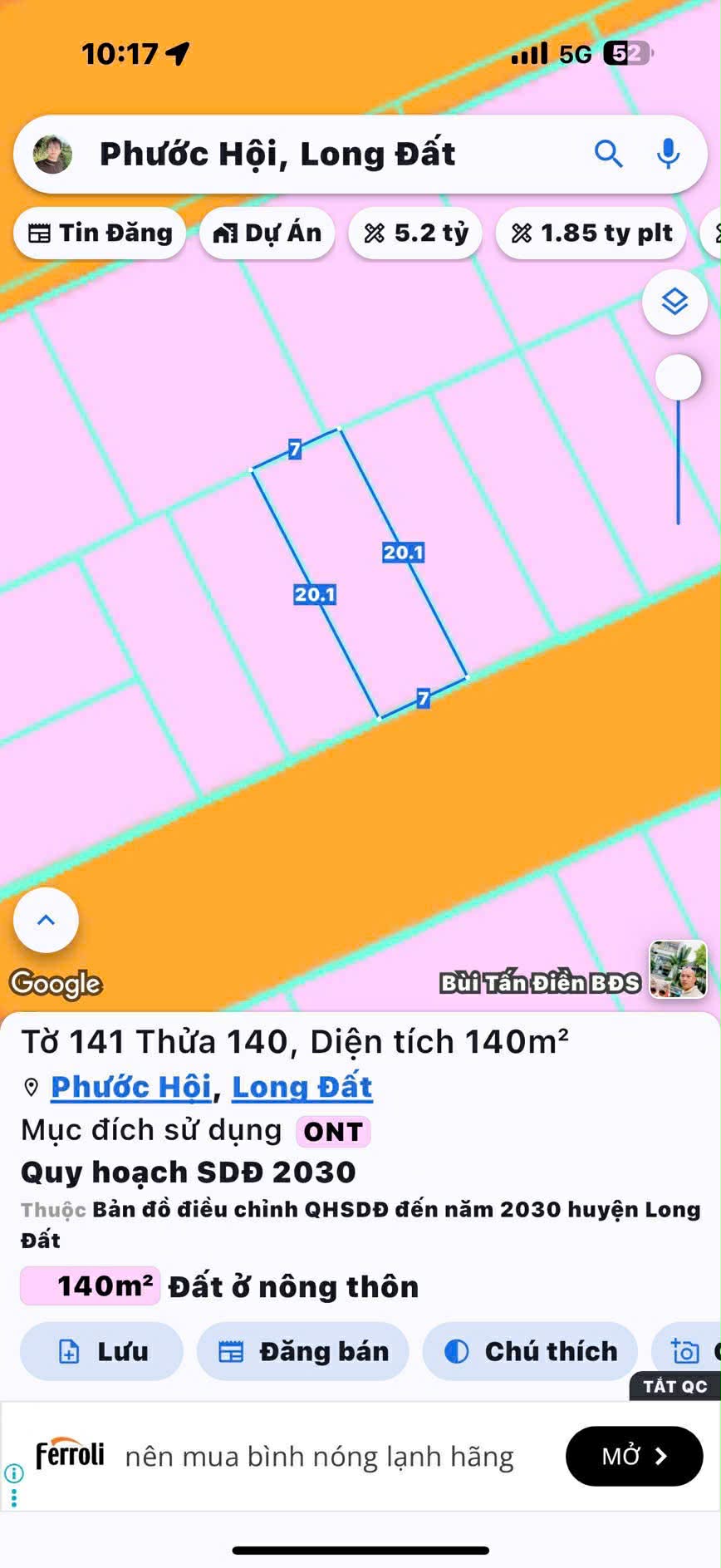 Cần bán Đất đường Võ Văn Kiệt, Xã Lộc An, Diện tích 140m², Giá 1.43 Tỷ 6