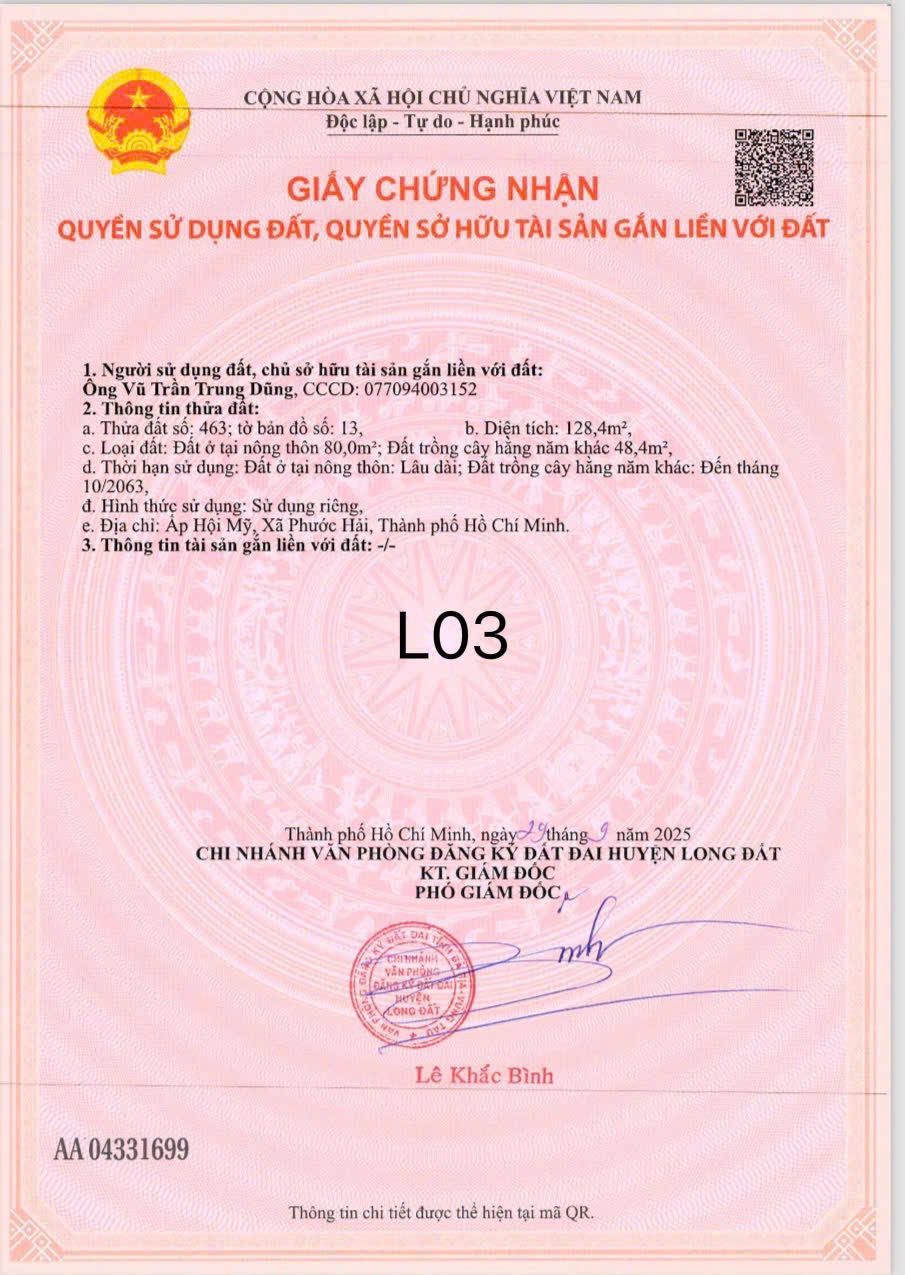 Cần bán Đất đường 16, Xã Long Điền, Diện tích 100m², Giá 0850 Triệu 6