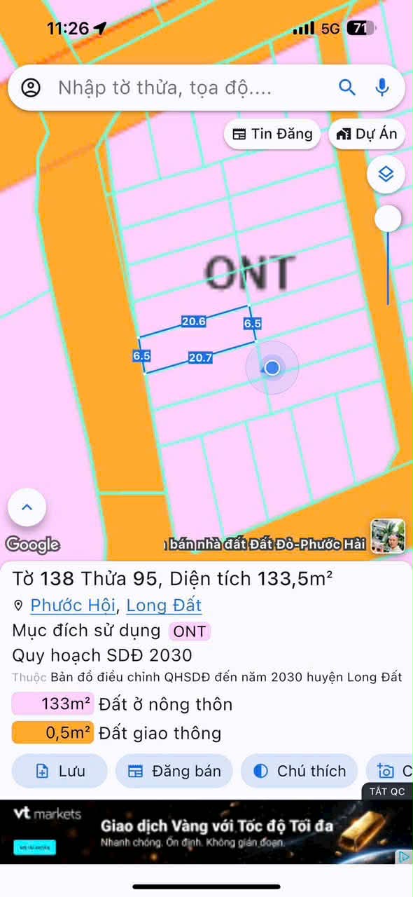 Cần bán Đất đường Võ Văn Kiệt, Xã Lộc An, Diện tích 133m², Giá 1.4 Tỷ