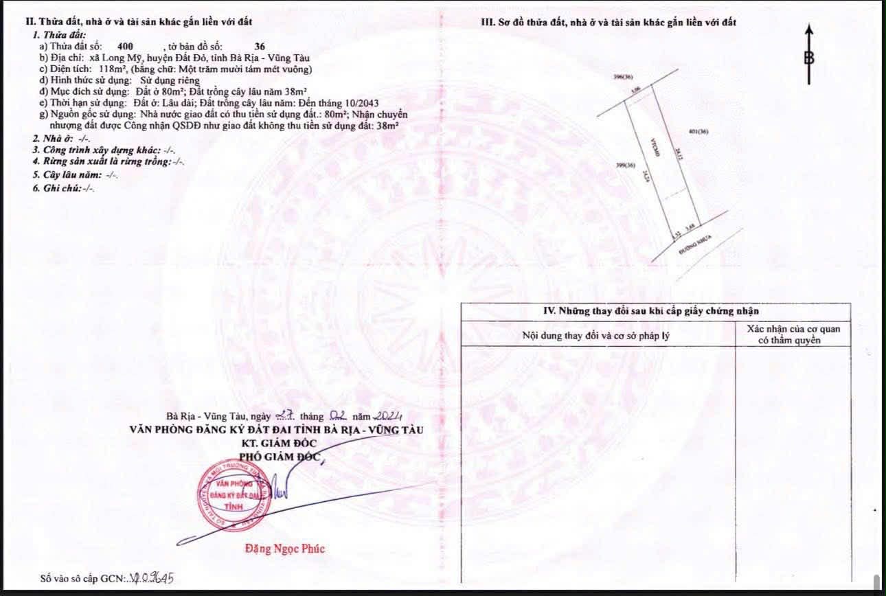 Cần bán Đất đường Tỉnh lộ 44B, Xã Long Mỹ, Diện tích 125m², Giá 870 Triệu