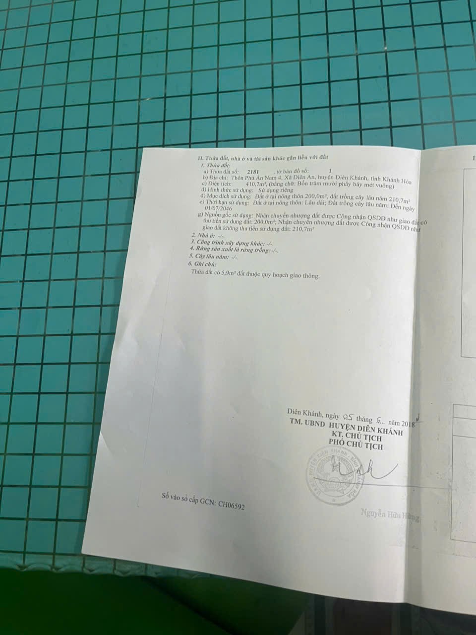 Bán lô góc mặt tiền đường Gò Dầu Hạ - Diên An - Diên Khánh sát bên 23/10 7