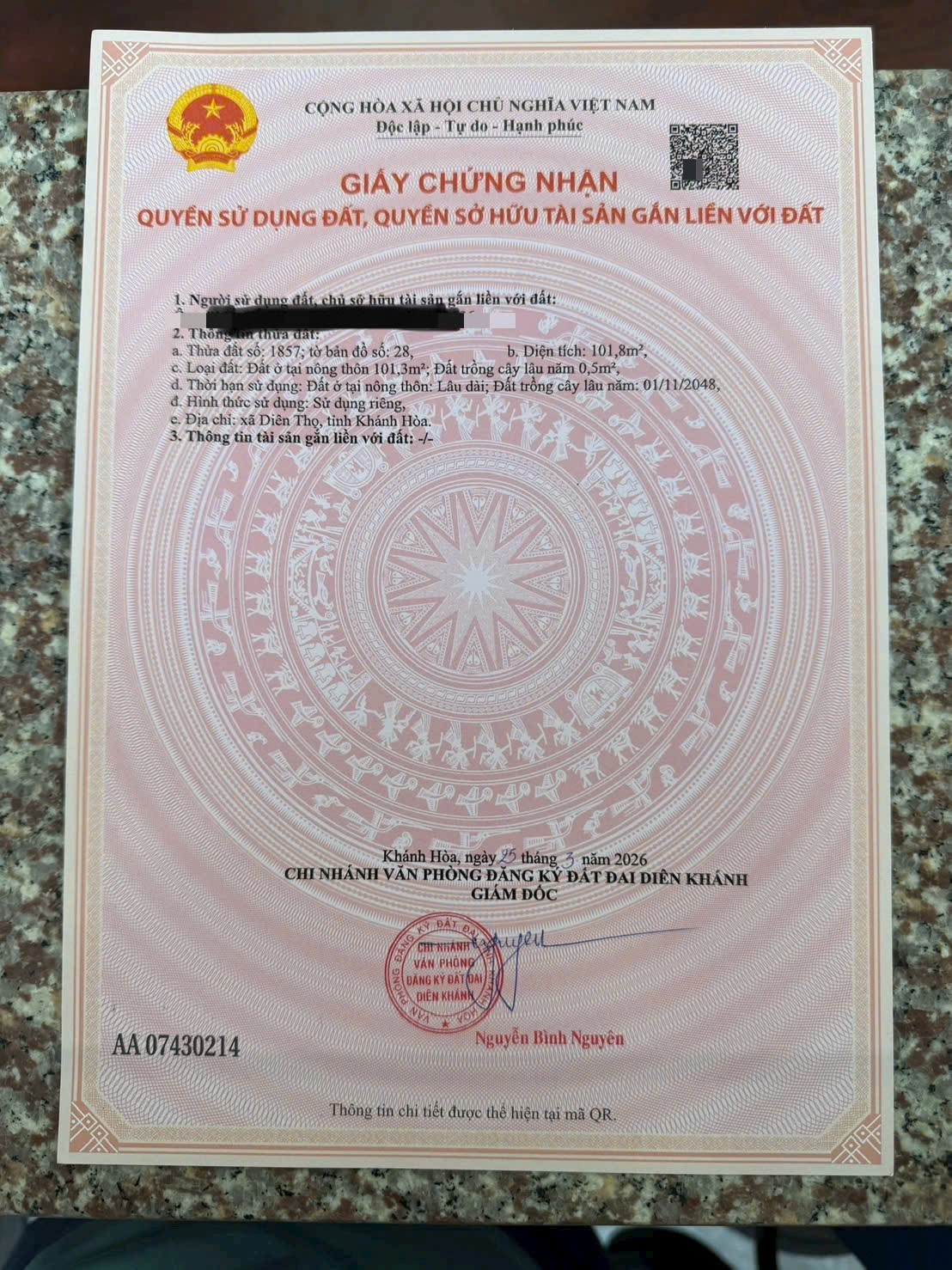 Bán đất Diên Phước full thổ cư mặt tiền đường Phước Tuy 8