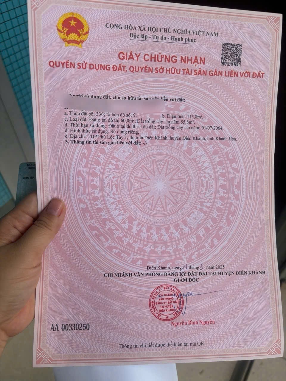 Bán đất Thị Trấn Diên Khánh tổ dân phố Phú Lộc Tây 1 đường thông sát bên Đồng Khởi 7