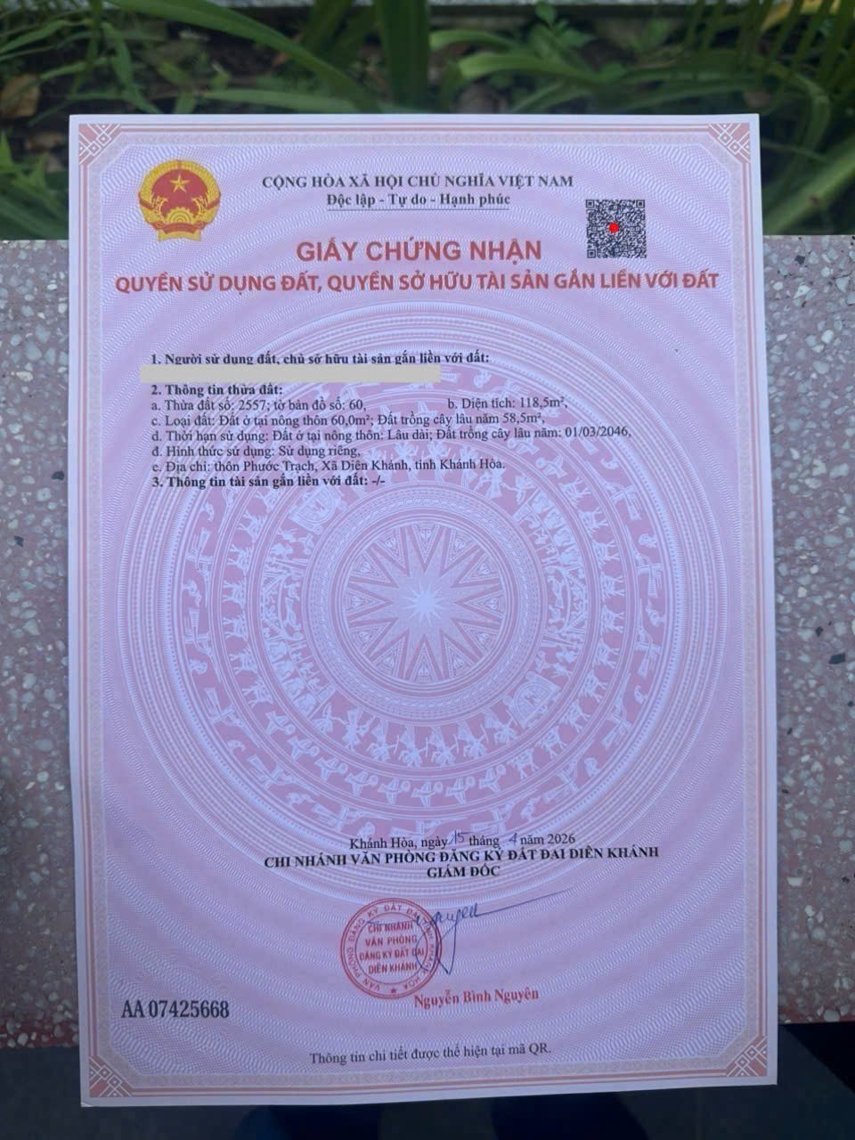 Bán đất Diên Toàn thôn Phước Trạch dân cắt sổ hồng riêng sổ hồng sẵn - đường thông 7