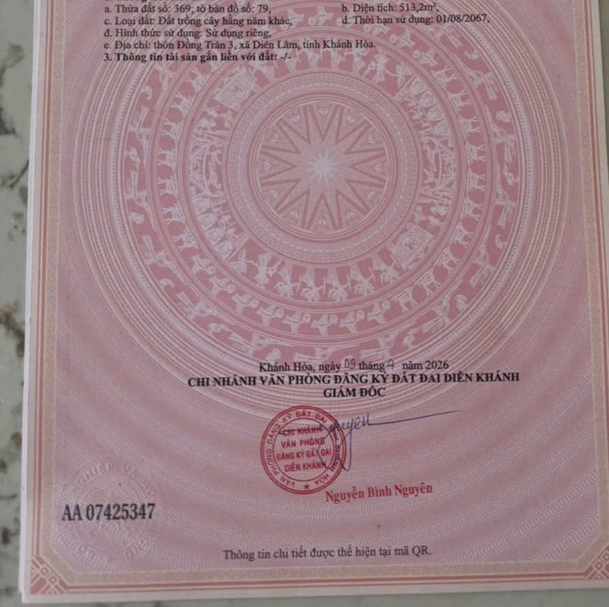 Bán đất vườn Diên Đồng giá rẻ mặt tiền đường nhựa liên xã 7