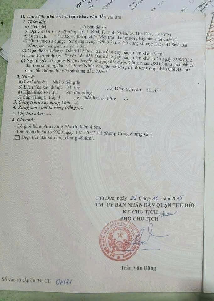 Cần bán Đất đường Số 11, Phường Linh Xuân, Diện tích 120m², Giá 03.6 Tỷ 4