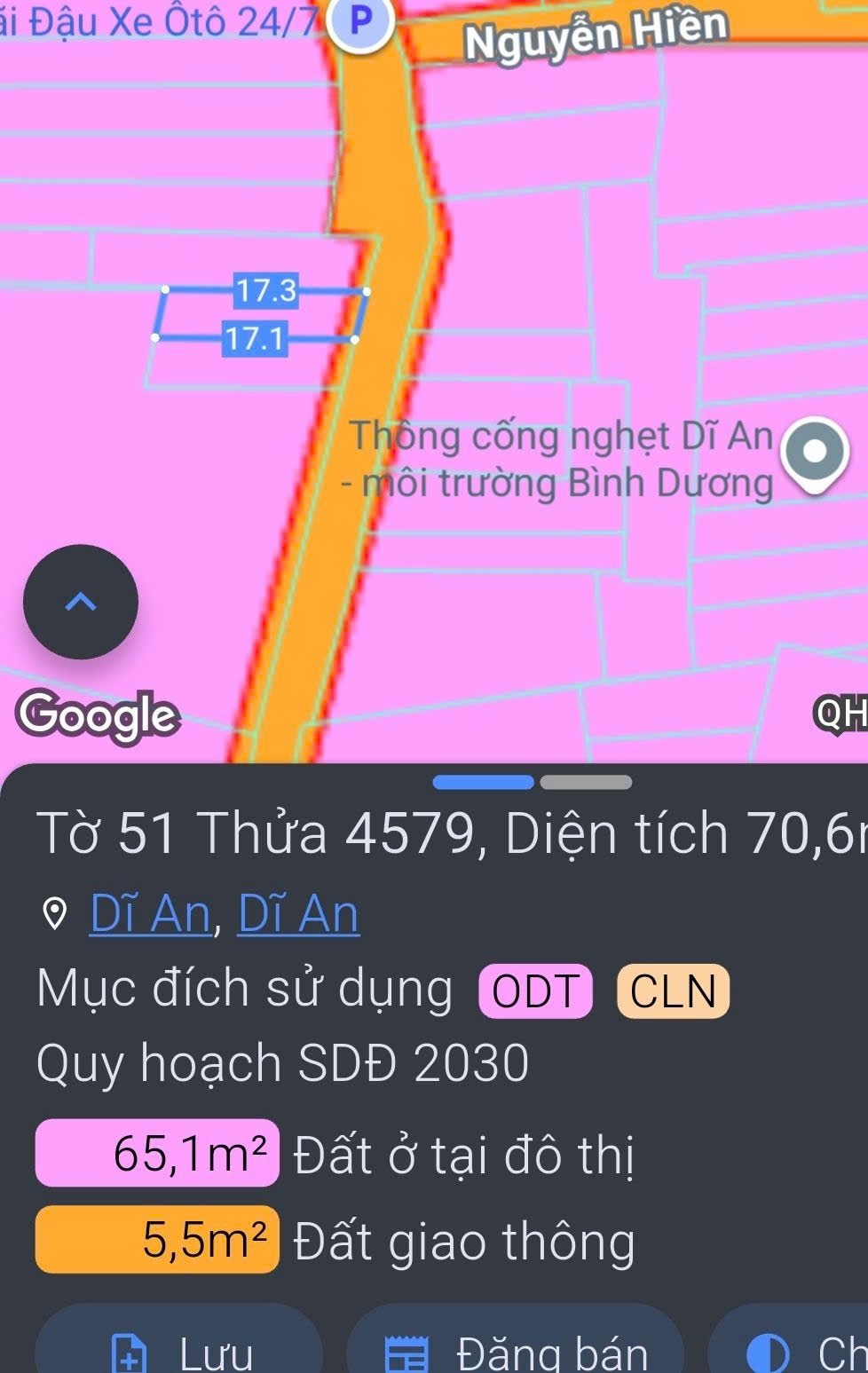 ĐẤT MẶT TIỀN NGUYỄN HIỀN DĨ AN 71M2 - VỊ TRÍ KINH DOANH TỐT - 3.85 TỶ