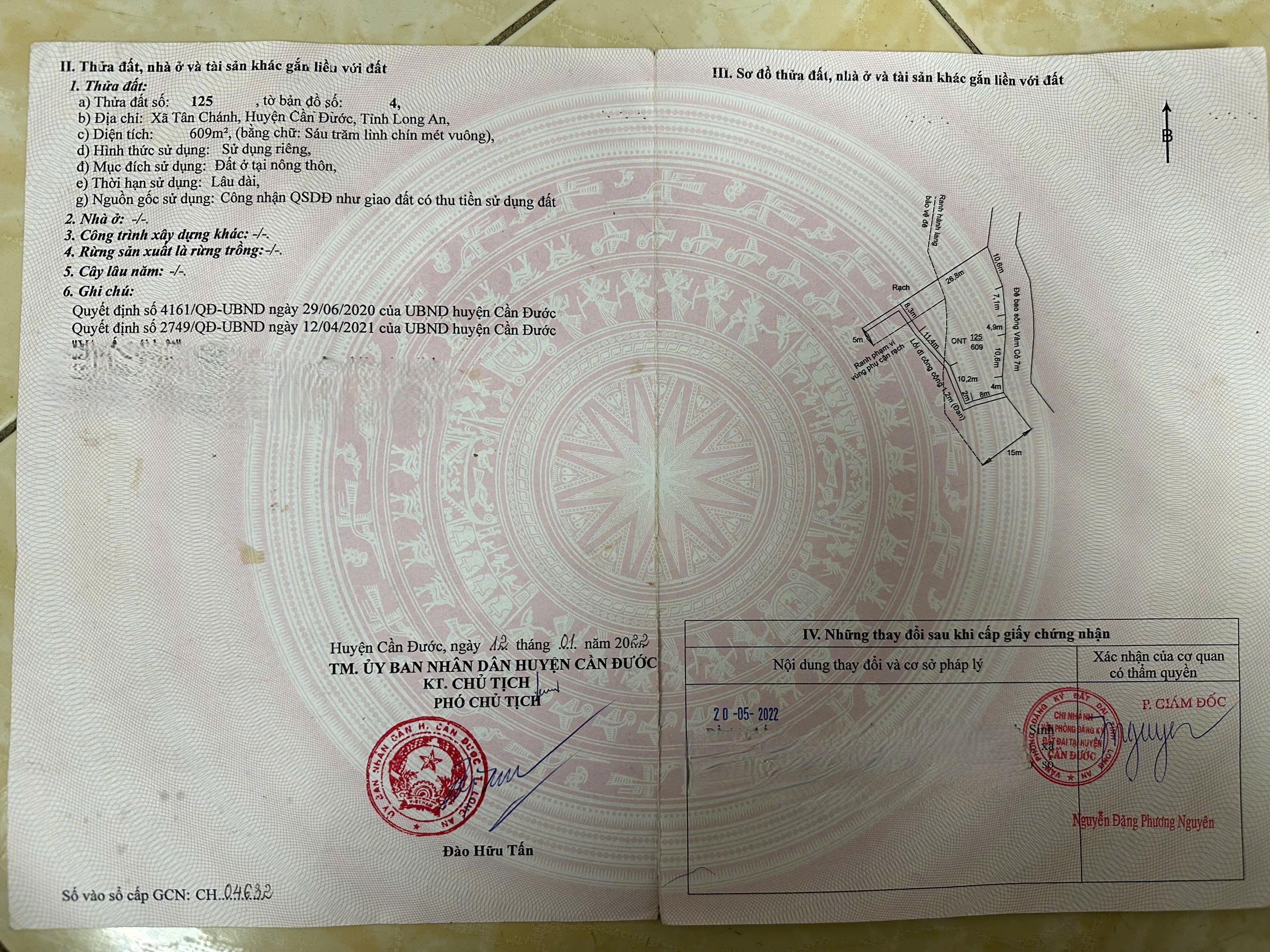 Đất thổ cư 609m2 mt view sông vàm cỏ xã Tân Chánh giá rẻ 700tr 5