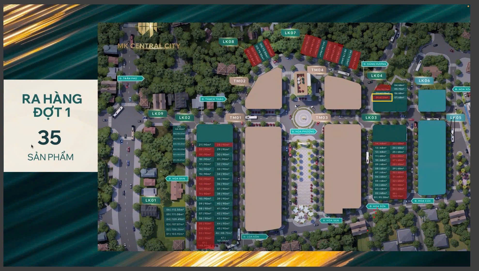 Cần bán đất mặt tiền dự án MK Central City, Diện tích 90m², Giá Thương lượng