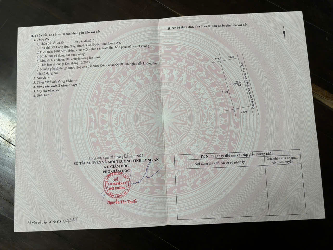 Đất lúa Đảo Long Hựu 1000m2 mt đường 7m giá rẻ đầu tư 2 tỏi 5 4